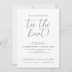 Minimal Bröllop Tie the Knot intimate Simple Inbjudningar