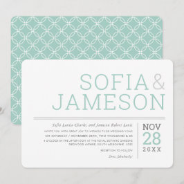 MINIMAL BRÖLLOP vanlig modern pastel grått mint Inbjudningar