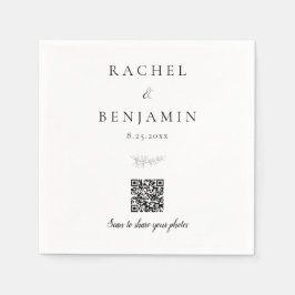 Minimal Bröllops QR-kod Foto Delning Elegant Pappersservett