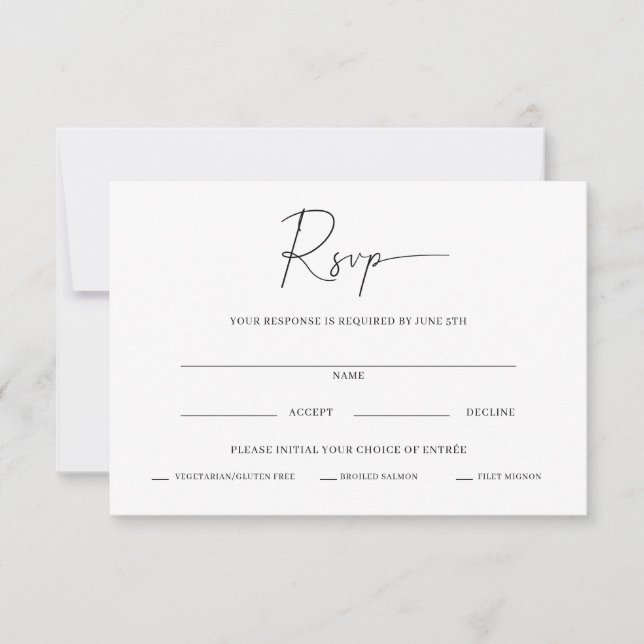 Minimal Bröllops-RSVP-Kort Tack Kort (Framsida)