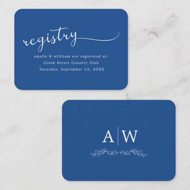 Minimal Bröllopsinbjudan Med Mönogram Och Löv Tilläggskort (Fram/baksida)