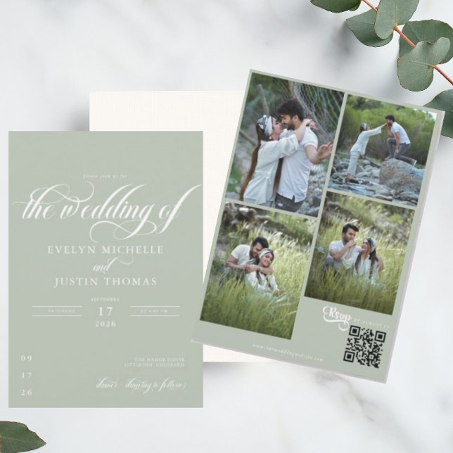 Minimal Bröllopsinbjudan med Script Inbjudningar (Skapare uppladdad)