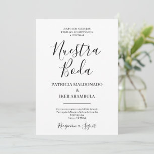 minimal bröllopsinbjudan på spanska inbjudningar