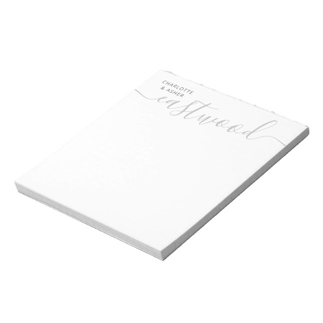 Minimal brudpar namnmonogram anteckningsblock (Roterad)