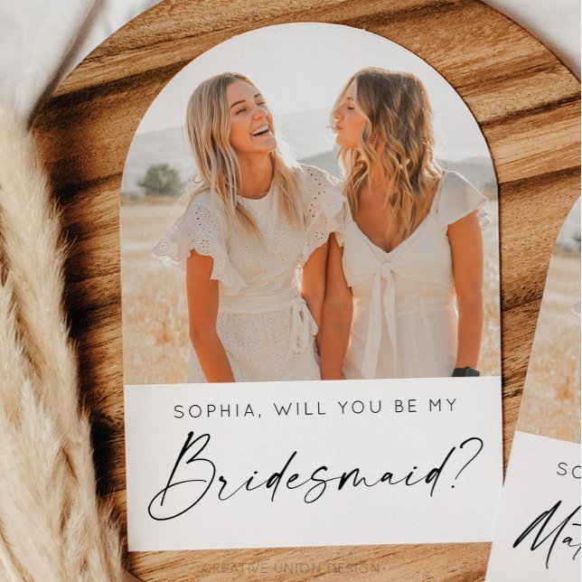 Minimal brudtärna-förslags kort med foto (Bridesmaid Proposal Card)