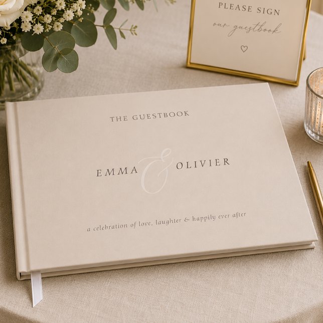 Minimal Brun Cocoa Redaktionell Bröllopsgästbok Gästböcker (Minimal Cocoa Brown Editorial Wedding Guestbook)