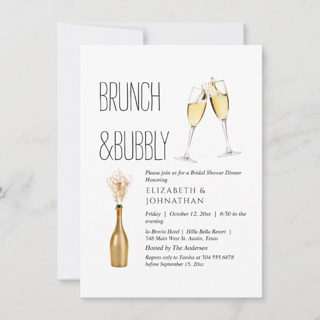 Minimal Brunch Och Bubbly Inbjudan (Framsida)