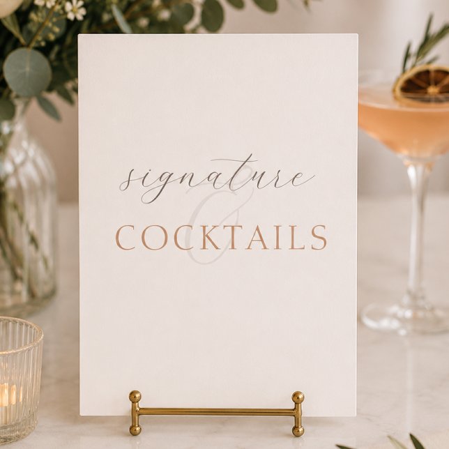 Minimal brunt bordsskylt för bröllop i kakao (Minimal Cocoa Brown Bar Wedding Table Sign
)