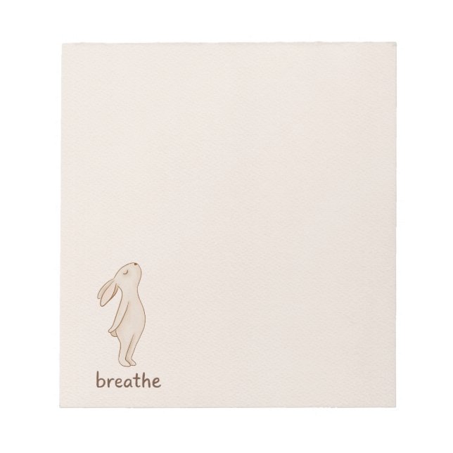 Minimal Bunny “Breathe” Notepad Anteckningsblock (Framsida)