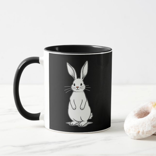 Minimal Bunny Line Art – Easter Design - caneca Mugg (Med munk)
