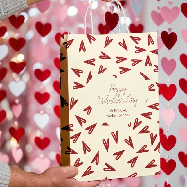 Minimal Burgundy & Cream Hearts Valentine (Skapare uppladdad)