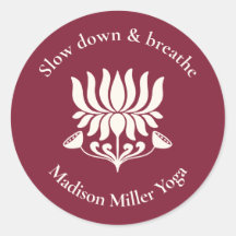 Minimal Burgundy Lotus Floral Yoga Wellness