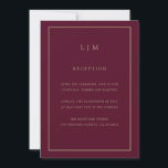 Minimal Burgundy Monogram Simple Elegant bröllop Inbjudningar<br><div class="desc">En enkel bröllopsinbjudan med en modern men ändå elegant design med dina två brev monogram överst och dina detaljer omgivna av ett tunt gräns. Färgen typsnitt och bakgrunden kan ändras till valfritt färg genom att klicka på knappen "anpassa". En chic och snyggt som är underbar för ett minimalistiskt par.</div>