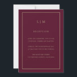 Minimal Burgundy Monogram Simple Elegant bröllop Inbjudningar<br><div class="desc">En enkel bröllopsinbjudan med en modern men ändå elegant design med dina två brev monogram överst och dina detaljer omgivna av ett tunt gräns. Färgen typsnitt och bakgrunden kan ändras till valfritt färg genom att klicka på knappen "anpassa". En chic och snyggt som är underbar för ett minimalistiskt par.</div>