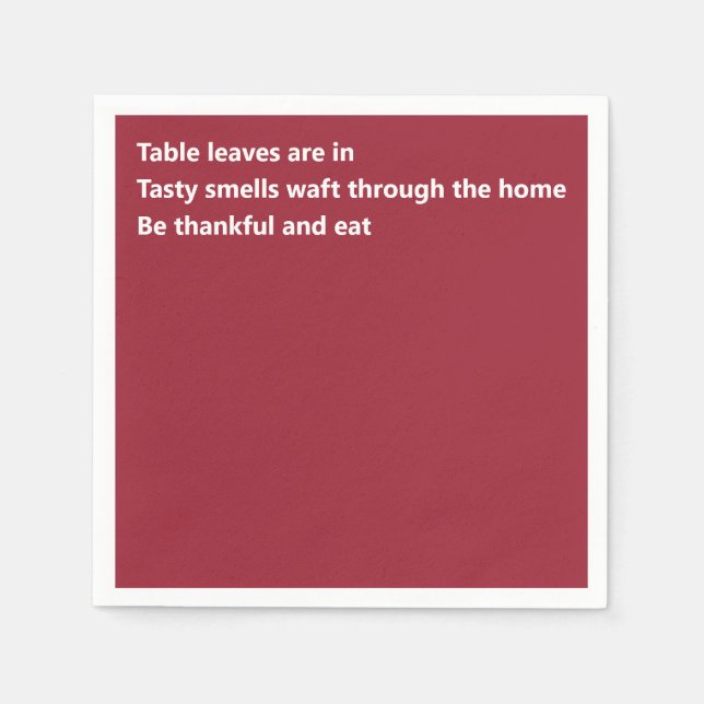 Minimal Burgundy-Thanksgiving Modern tänkbar Dikt Pappersservett (Framsidan)