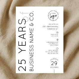 Minimal Business Anniversary Dinner Corporate Logo Inbjudningar