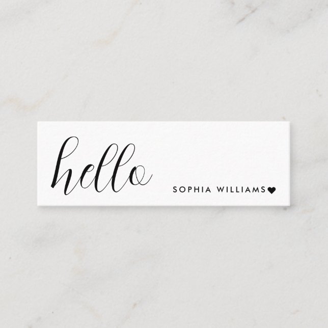 Minimal Business Cards | Simple Hello White Mini Visitkort (Framsida)