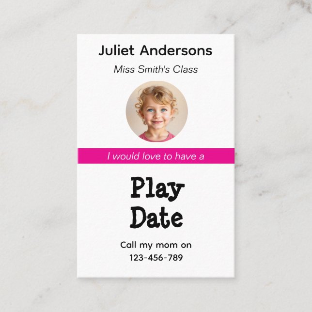 Minimal Business Kid's Playdate Card Visitkort (Framsida)