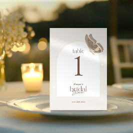 Minimal Butterfly Bridal Shower Table Number Card Inbjudningar