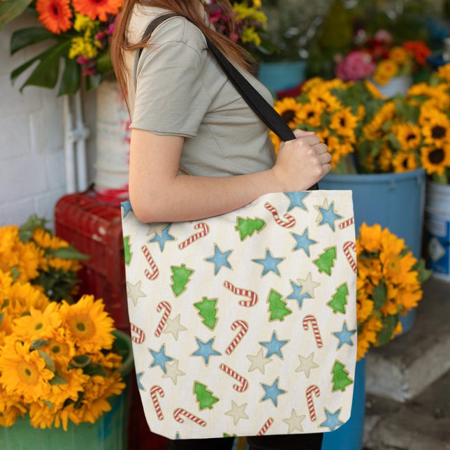 Minimal Candy cane-julkakor Tygkasse (Christmas cookies whimsical pattern tote bag)