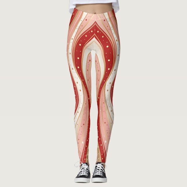 Minimal Candy Flow Leggings – Modern Holiday Wave  (Framsida)