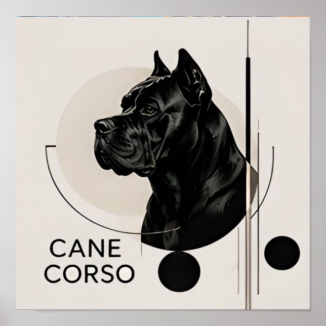 Minimal Cane Corso Modern Hundporträtt Poster (Framsidan)
