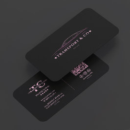 Minimal Car Driver Chauffeur Pink Black Transport Visitkort