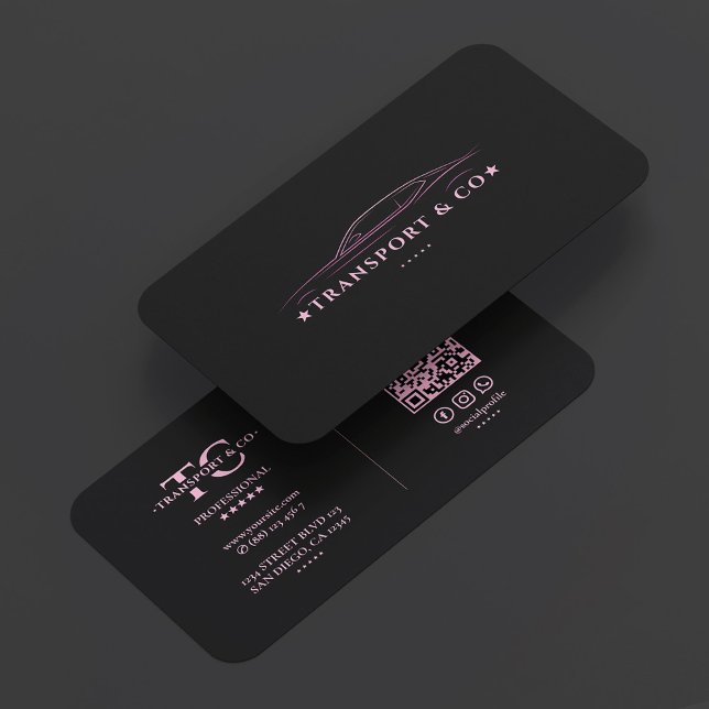 Minimal Car Driver Chauffeur Pink Black Transport Visitkort (Minimal Car Driver Chauffeur Pink Black Transport Business Card
)