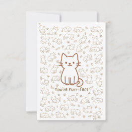 Minimal Cat Doodle Card | Line Drawing Tack Kort