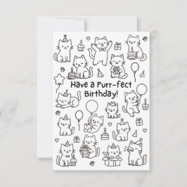 Minimal Cat Doodle Funny Birthday Card Tack Kort