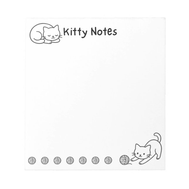 Minimal Cat Doodle Notepad  Anteckningsblock (Framsida)