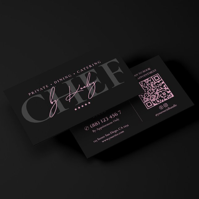 Minimal Catering Kock Rosa Svart Visitkort (Minimal Caterer Culinary Chef Pink Black Business Card
)