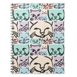 Minimal Cats Line Art Collage Anteckningsbok