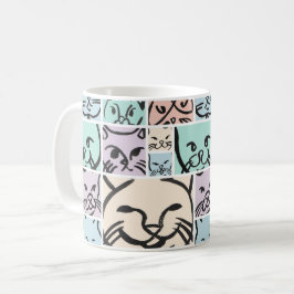Minimal Cats Line Art Collage Kaffemugg