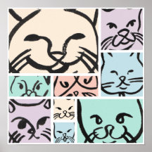 Minimal Cats Line Art Collage