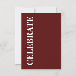 Minimal CELEBRATE | Deep Red Holiday Greeting Kort