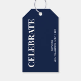 Minimal CELEBRATE | Navy Blue Holiday Presentetikett