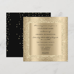Minimal Champagne Guld Svart Konfetti Sepia Glam Inbjudningar