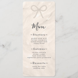 Minimal Champagne Pearl Bow Wedding Reception Meny