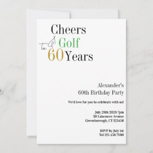 Minimal Cheers 60 år Golf 60:e Födelsedagsfesten Inbjudningar