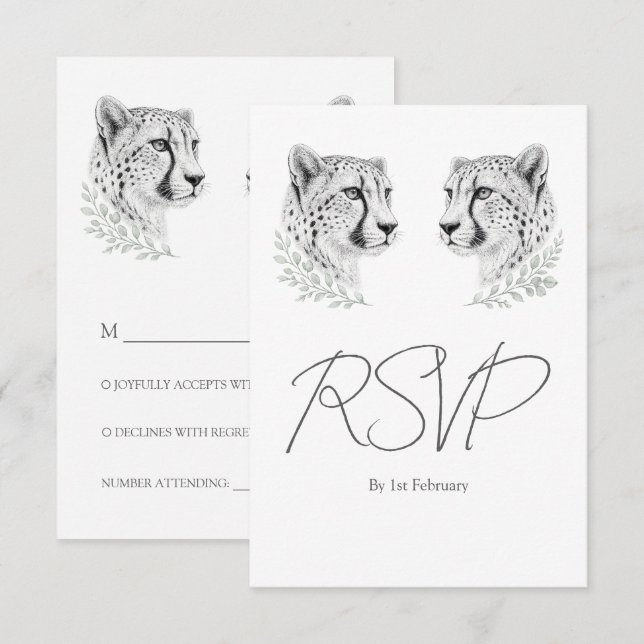 Minimal Cheetah Bröllop Elegant Safari Stil OSA Kort (Fram/baksida)