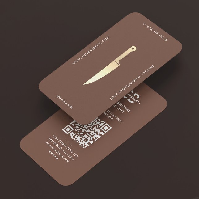 Minimal chefs bruna slaktare cateringkök kniv visitkort (Minimal Chef Brown Butcher Caterer Knife Business Card
)