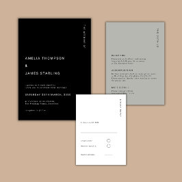 Minimal & Chic Black Modern Simple Wedding Inbjudningar