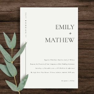 MINIMAL CHIC BLACK WHITE KRAFT TYPOGRAPHY BRÖLLOP INBJUDNINGAR