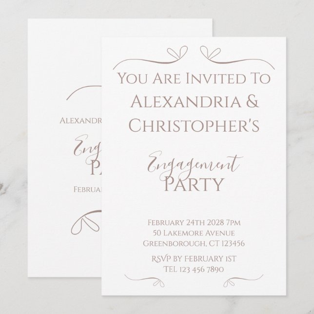 Minimal Chic Bröllop Förlovningsfest Inbjudningar (Fram/baksida)