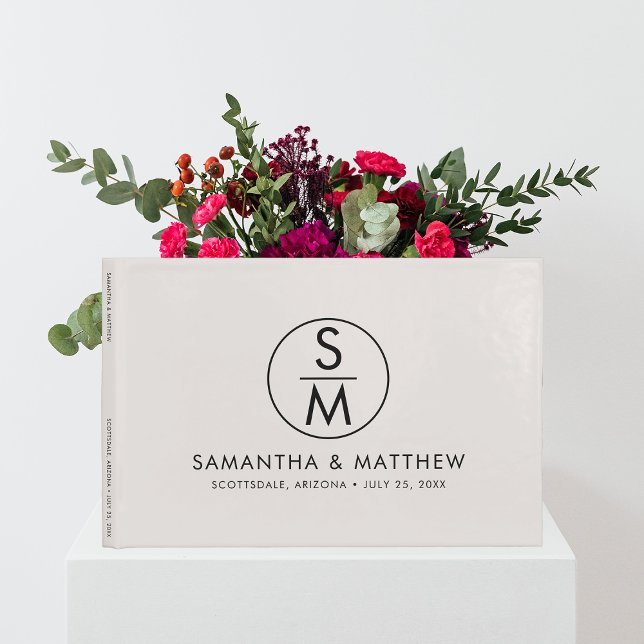 Minimal Chic Bröllop Monogram Bride and Groom Gästböcker (Skapare uppladdad)