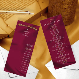 Minimal Chic Burgundy och Guld Bröllopsprogram