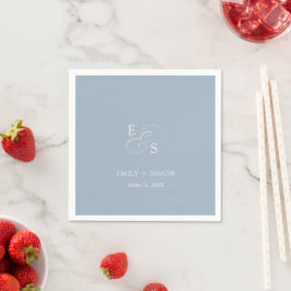 Minimal Chic Dusty Blue Bröllop Napkin Pappersservett