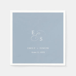 Minimal Chic Dusty Blue Bröllop Napkin Pappersservett