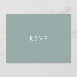 Minimal chic Dusty Blue Bröllop RSVP MATVAL Inbjudan Vykort
